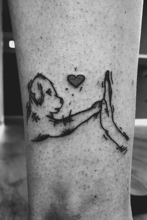 “Everyone thinks they have the best dog. And none of them are wrong.” - Winston Churchill. #smalltattoo #dog #blackandgray #blackwork #sketchy #legtattoo #dogtattoo