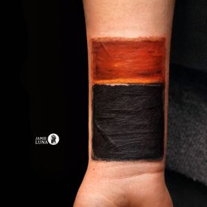 Mark Rothko painting. Tattoo by Jamie Luna #JamieLuna #selfharmscarcoveruptattoo #coveruptattoo #scarcoveruptattoo #scarcoverup #coverup #MarkRothko #Rothko #painting #fineart #abstract #expressionist