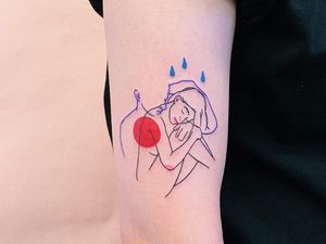 Tattoo by Nawon aka Take My Muse #Nawon #TakeMyMuse #finelinetattoos #fineline #delicate #linework #illustrative #portrait #love #tears #couple