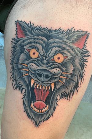 Fun Neo Trad Wolf Head I Got To Do On A Client From South Carolina! Thanks For Looking.