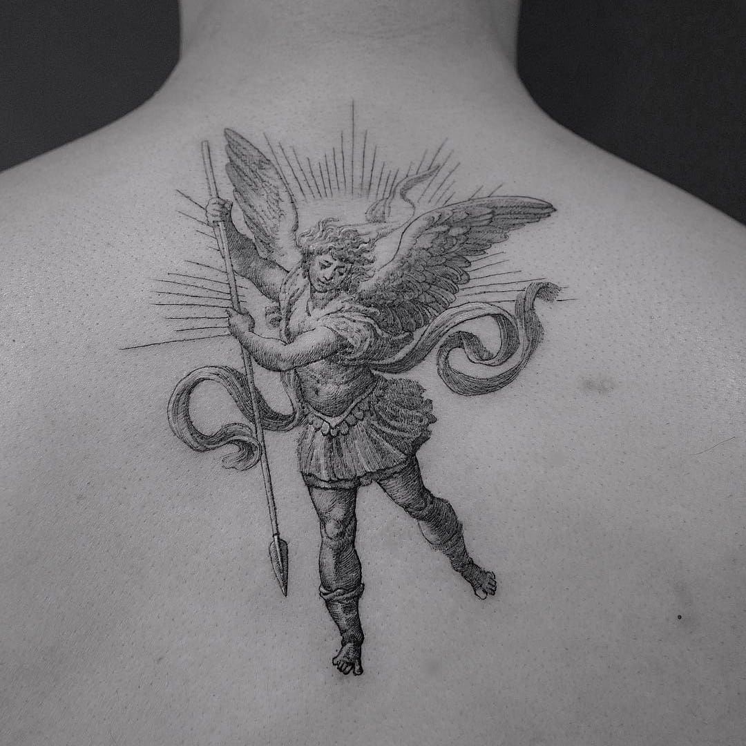 Fine line Tattoo  angel Tattoo