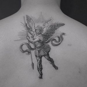 Tattoo by ColdGray #Coldgray #finelinetattoos #fineline #delicate #linework #illustrative #angel #sculpture #fineart #wings #feathers
