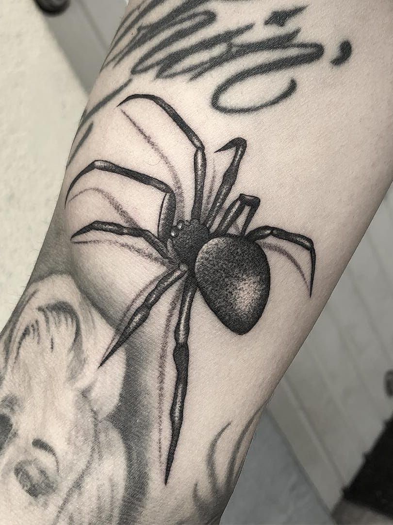 Tattooed this little spider for a client today  rspiderbro