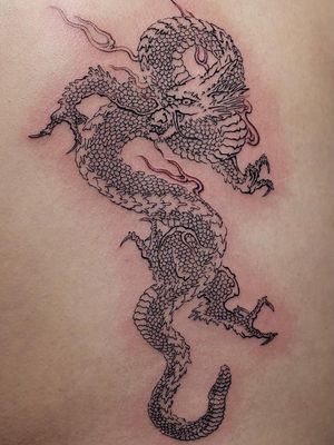 Tattoo by Haku #Haku #illustrative #neojapanese #japanese #koreanartist #japaneseinspired #dragon