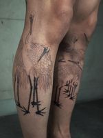 Tattoo by Haku #Haku #illustrative #neojapanese #japanese #koreanartist #japaneseinspired #crane #Bird #feathers #nature #animal