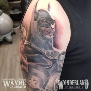 Had a blast putting on some work on this superhero piece! Been dying to post pics of this one for months now but I wanted to have some finished sections first. #batman #batmantattoo #superman #supermantattoo #deadpool #deadpooltattoo #marvel #dc #dccomics @cantcontainthewayne www.wonderlandstudioskw.com