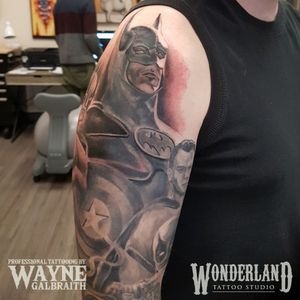 Had a blast putting on some work on this superhero piece! Been dying to post pics of this one for months now but I wanted to have some finished sections first. #batman #batmantattoo #superman #supermantattoo #deadpool #deadpooltattoo #marvel #dc #dccomics @cantcontainthewayne www.wonderlandstudioskw.com