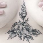 Sternum/underboob cabbage roses