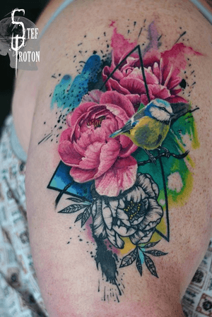 #graphic #flower #realistic #peony #bird #watercolor #color 