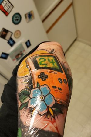 Gameboy/ sf giants tattoo dedicated to my grandfather 