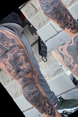 Freehandleg sleeve done in two sessions 9.5 hours