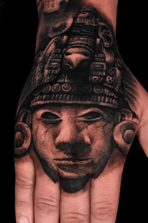 Aztec Mask- #Aztec #tattooartist #blackandgrey #Tattoodo  #tattooart #losangeles #art #bodyart 