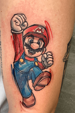 Mario , it’s me !! #supermario #mario #pantone #color #colorful #red #blue #colorink #nintendotattoo 