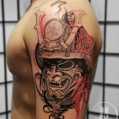 Custom Samurai Tattoo  #samurai #samuraitattoo #trashpolka #blackandgreytattoo #blackandgrey #redandblack #realism #Fine-line #bigtattoos #Japanesetattoo #Japanese #asiantattoos #Tattooists #Tattooer 
