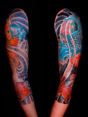 Japanese (Irezumi) both sleeve by Calypso Saga #londontattoo #londontattooartist #tattoolife tattoodo artist portfolio