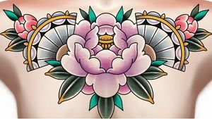 Tattoo flash by Alice SB #AliceSb #color #traditional #newschool #neotraditional #mashup #bold #bright #fan #lotus #flower #floral