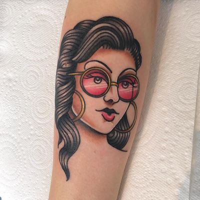 Tattoo by Alice SB #AliceSb #color #traditional #newschool #neotraditional #mashup #bold #bright #lady #ladyhead #babe