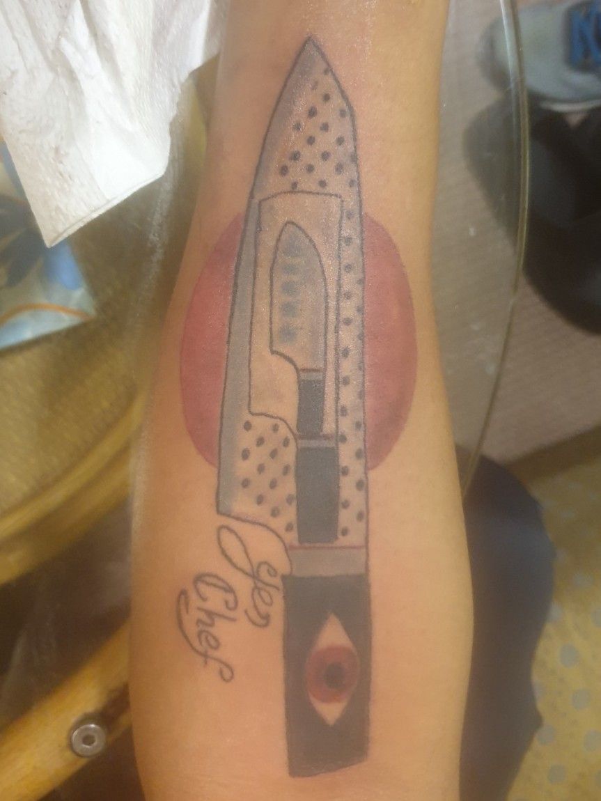 60 Chef Knife Tattoo Designs For Men  Cook Ink Ideas  Chef tattoo Knife  tattoo Food tattoos