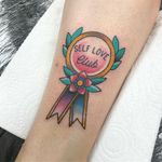 Tattoo by Alice SB #AliceSb #color #traditional #newschool #neotraditional #mashup #bold #bright #selflove #medal #ribbon #flower #floral #mentalhealthawareness