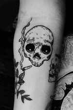 #skulltattoo smoking a joint next to it is another xxxtentacion tattoo and flowers I did #Black #smoking #skull #ink #inked #houston 