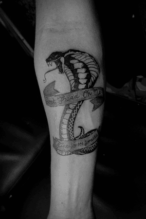 #Blackwork and #realism tattoo I did awhile back 😁#houston #tattooartist #tattooart #snaketattoo #snake #script #scripttattoo 