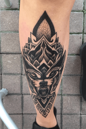 First tattoo, tribal wolf