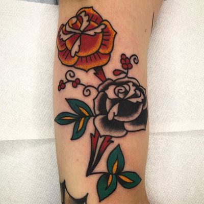 Tattoo by Jeff Sypherd #JeffSypherd #rose #flower #floral #traditional #color #oldschool #tipping #tipyourartist #tippingmakesithurtless #tippingisappreciated