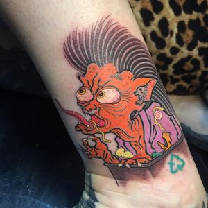 Tattoo by Craig Ridley #CraigRidley #Londontattoo #London #Londontattooartist #londontattoostudio #UK #yokai #cat #demon #ramen #Japanese