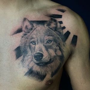 Wolf with Japanese rising sunBy: Jaime Pereira @ Blacksheep tattoo Évora