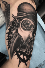 Black metal steam punk plague doctor ??? #blackandgrey #blackwork #stippling #tattooart #Black - For more recent work give me a follow and check out my Instagram - @Wiszowaty_tattoos !!!!!!!!!!