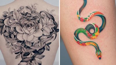 Tattoo on the left by Zihwa and tattoo on the right by Zihee #Zihwa #Zihee #snaketattoo #snake #reptile #animal #nature