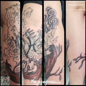 We keep going to complete this 4 elements tattoo. Incorporating his old pisces tattoo.♓🔥🌬️🌱🌊♓🔥🌬️🌱🌊#tattoo #tatuaje #tatouage #4elementstattoo #fourelementstattoo #tatuaje4elementos #tatuajecuatroelementos #tatouage4elements #tatouagequatreelements #piscestattoo #tatuajepiscis #tatouagepoisson #4elements #fourelements #cuatroelementos #quatreelements #pisces #piscis  #poisson #tattoodo #tattoolover #tattoolovers #ferneyvoltaire #tattooferneyvoltaire