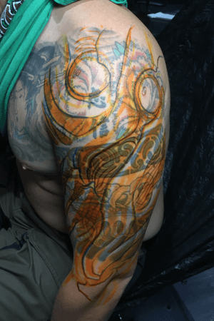 Freehand coverup project - before #coverup #coveruptattoo #biomechanical #Bioorganic 