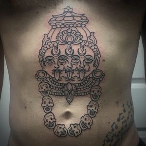 Tattoo by David Barclay aka TattooMonger #DavidBarclay #tattoomonger #Londontattoo #London #Londontattooartist #londontattoostudio #UK #Kali #deity #god #skull #death #Hindu #thirdeye