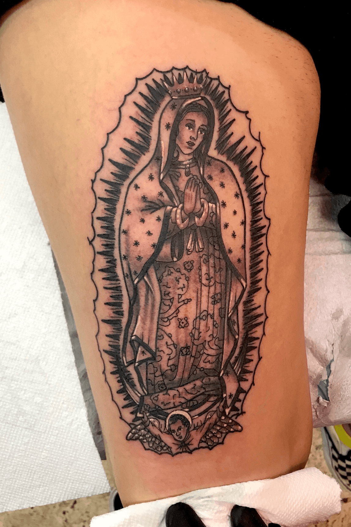 The Mick on Twitter Virgin Mary tattoo I did today pls rt my next client  might see  httpstcoVdspI75LFY  Twitter