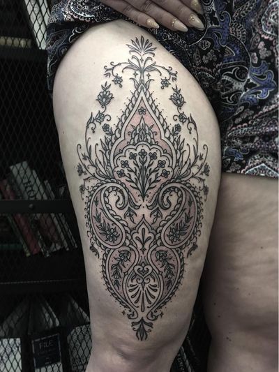 Tattoo by Eszter David #EszterDavid #Londontattoo #London #Londontattooartist #londontattoostudio #UK #illustrative #ornamental #pattern #flower #floral