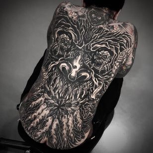 Tatuaje de Rafel Delalande #RafelDelalande #Londontattoo #London #Londontattooartist #londontattoostudio #UK #darkart #blackwork #demon #monster #death #skelet #skull #devil