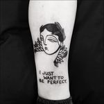 Tattoo by Fidjit #Fidjit #Londontattoo #London #Londontattooartist #londontattoostudio #UK #text #quote #portrait #blackwork #illustrative