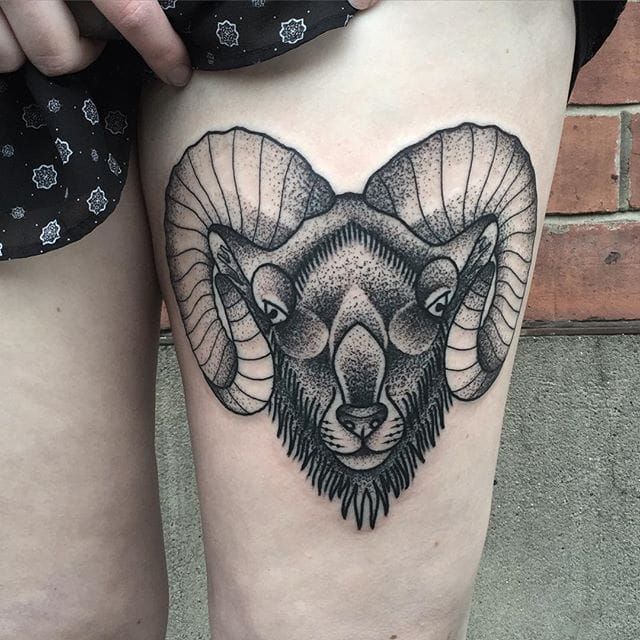 Realistic Big Horn Sheep chest piece by Haylo TattooNOW