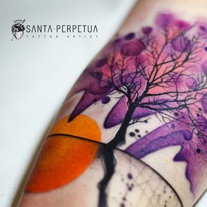 Tattoo by Santa Perpetua #SantaPerpetua #treetattoos #trees #tree #nature #wood #outdoors #land #earth #watercolor #illustrative