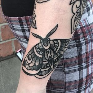 Moth Tattoo by Blakey Tattooer #moth #mothtattoo #blackworkmoth #blackwork #blackworktattoo #blackworktattoos #traditionalblackwork #traditionalblackworktattoo #traditional #BlakeyTattooer