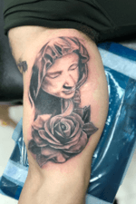 Virgin Mary piece added on to my clients sleeve
