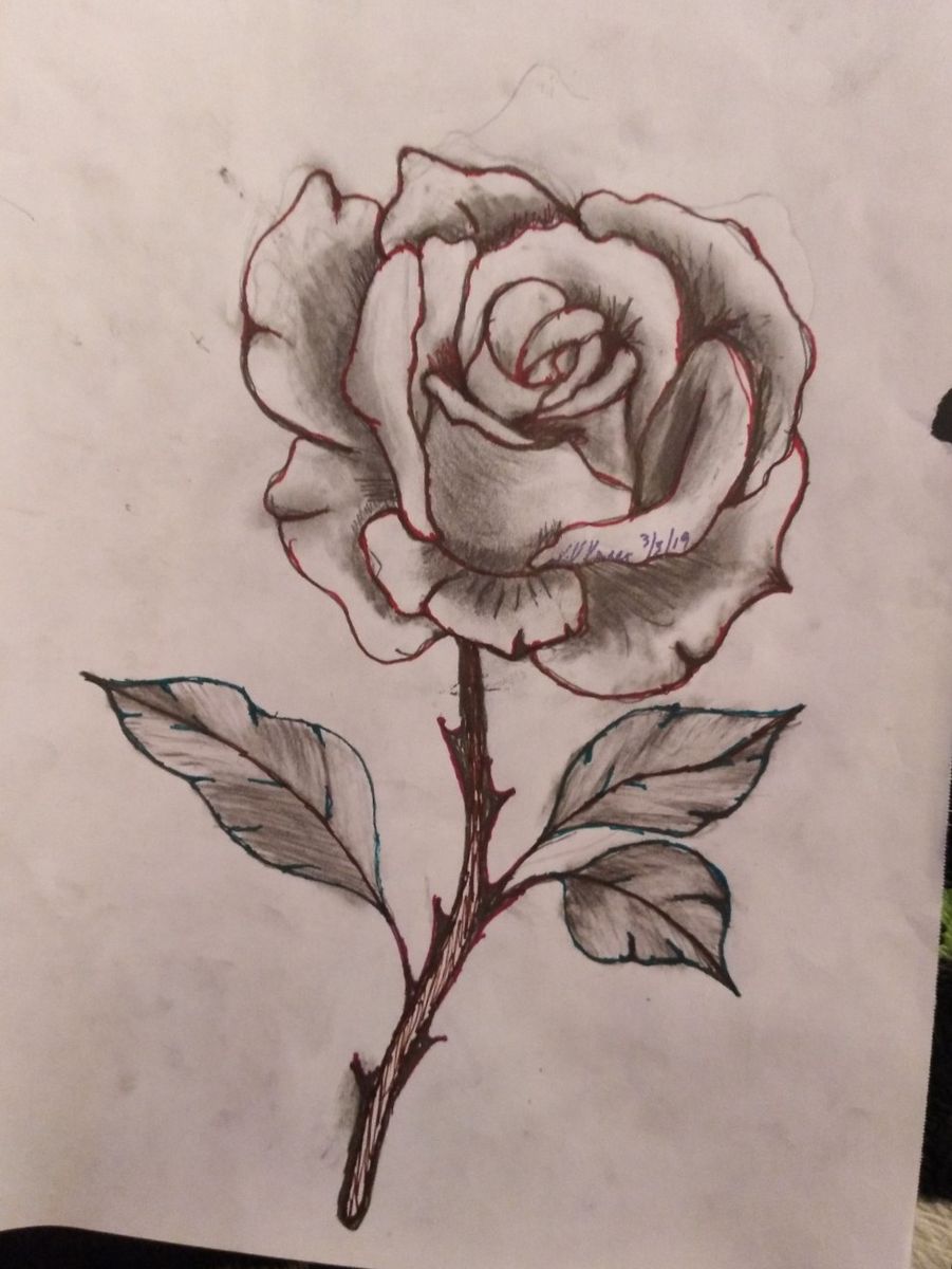 Tattoo uploaded by Kirk Kinser • Free hand Stemmed Rose... 3/3/19 ...