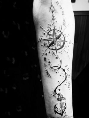 #tattooanchor #tattooblacknwhite #tattoodetails #tattoocompass