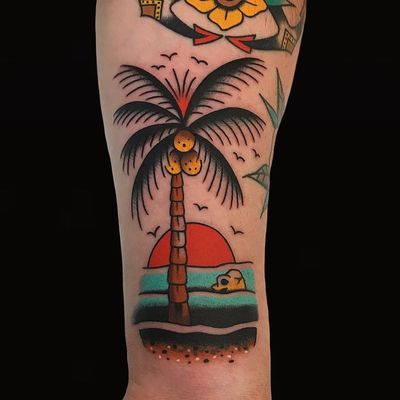 Tattoo by Alex Zampirri #AlexZampirri #AZamp #treetattoos #trees #tree #nature #wood #outdoors #land #earth #palmtree #beach #landscape #skull