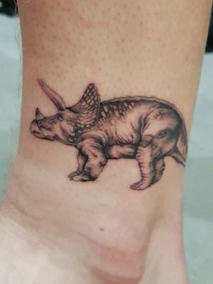 My awesome triceratops that is on the outside of my ankle, done by the amazing Hannah at art house, Ormskirk, UK#dinosaur #triceratops #detail #ankletattoo 