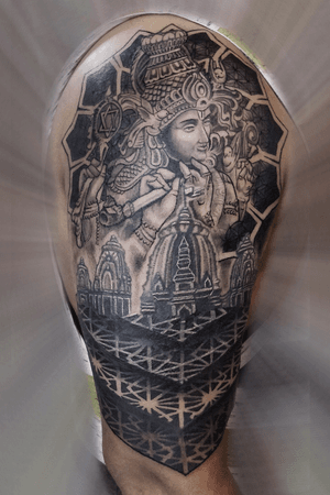This Krishana Themed Arm Tattoo is actually a Massive Cover Up