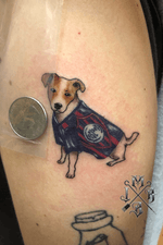 #dog #dogtattoo #puppy #soccer #Futbol #sports #color #colorful #tiny #tinytattoo #portait #tattoo #tattooartist #tattooart #animal 