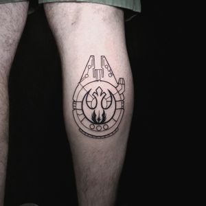 Millennium falcon.Inked by the very talented @eitanart for more info and to schedule appointment please PM us or call 09-7421677Or just book yourself athttps://yoman.co.il/KoiTattoo