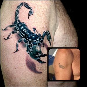 Realistic scorpion cover-up.Inked by the very talented @jf.tattoo for more info and to schedule appointment please PM us or call 09-7421677Or just book yourself athttps://yoman.co.il/KoiTattoo